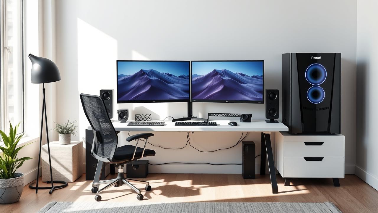 best gaming desks dual monitor pc tower
