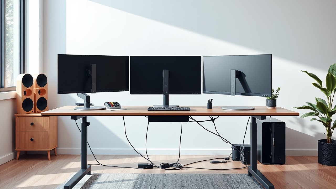 standing desk for three monitors